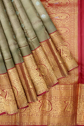 Sephia with Red Tissue Kanjivaram silk saree - MIRASILKS Sephia with Red Tissue Kanjivaram silk saree